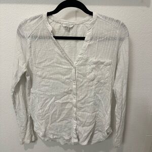 Madewell Cream Long Sleeve Fitted Button Down